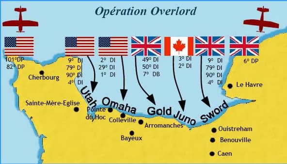 Schematische weergave van Operation Overlord