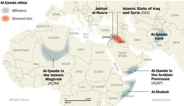Verspreiding Al Qaida (2014)
