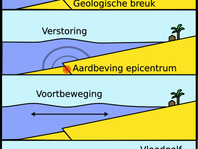 Schematische weergave tsunami