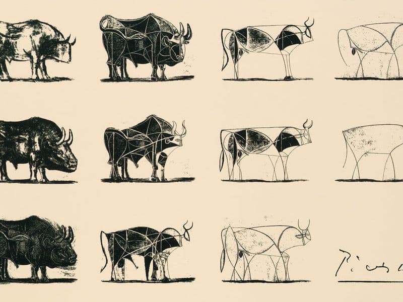 Estudos de Picasso de traços de búfalo
