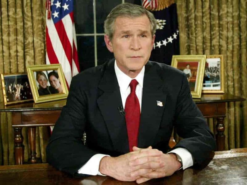 President George W. Bush kondigt de start van de oorlog tussen de VS en Irak aan