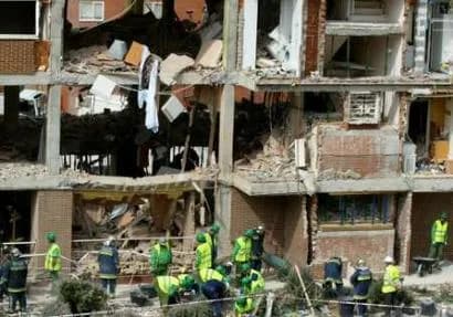 Overblijfselen appartement waarin de aanslaglegers Madrid 2004 zich hadden verschanst