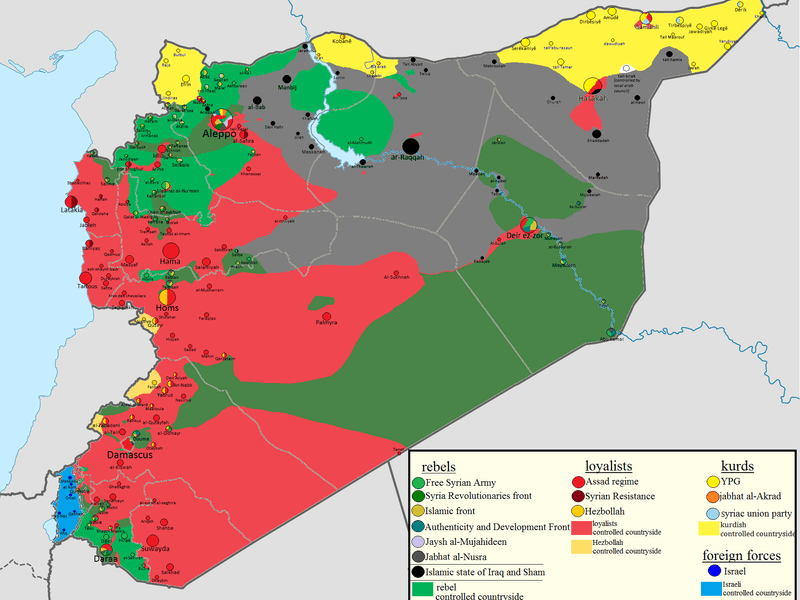 Kaart Syrië 26 maart 2014