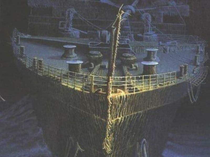 Wrak van de Titanic op de bodem van de Atlantische Oceaan