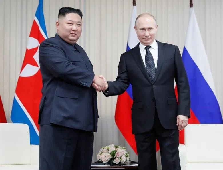 Kim Jong-un en de Russische president Poetin