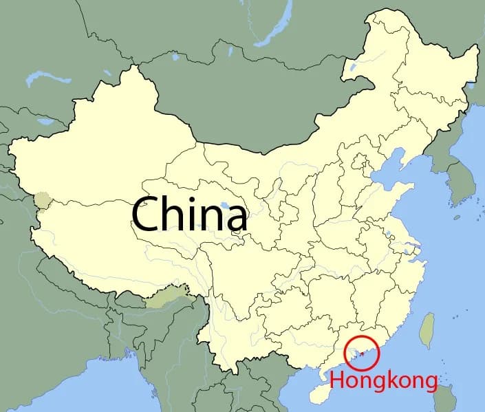 Kaart van China met Hongkong