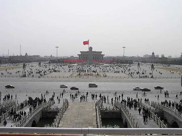 Het Plein van de Hemelse Vrede of Tiananmenplein, het centrum van de protesten